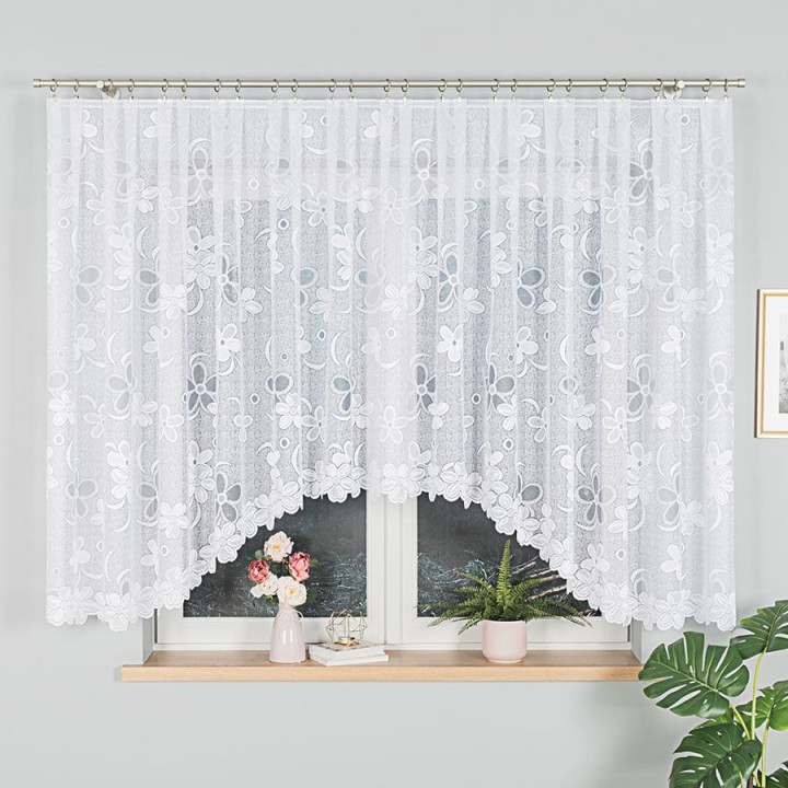 Firanka gotowa żakardowa z podcięciem RENATA 400x150 cm biały