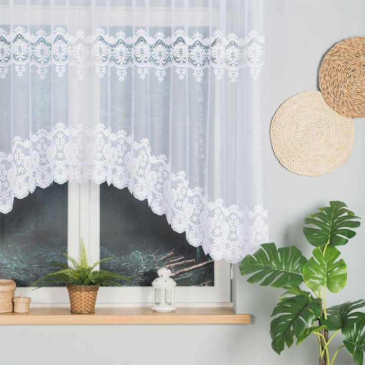 Firanka gotowa żakardowa z podcięciem DARIA 300x140 cm biały