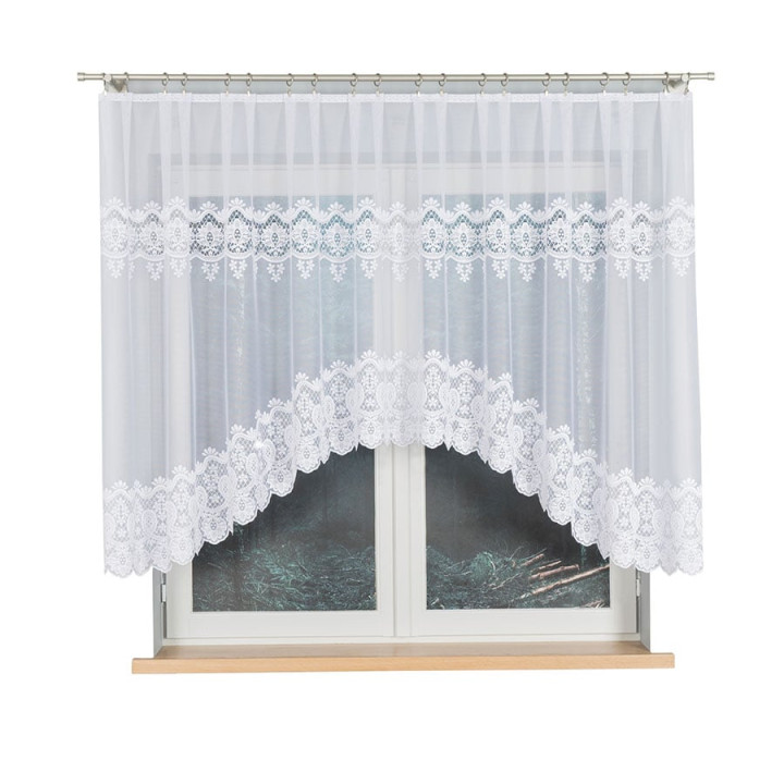 Firanka gotowa żakardowa z podcięciem DARIA 300x140 cm biały