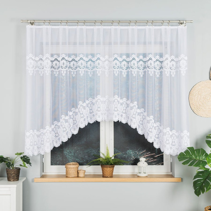 Firanka gotowa żakardowa z podcięciem DARIA 300x140 cm biały