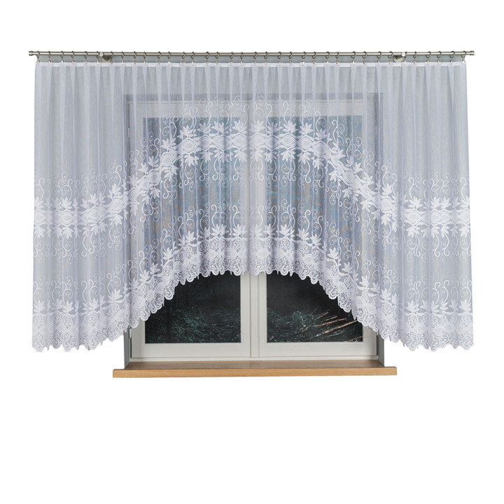 Firanka gotowa żakardowa z podcięciem JOWITA 500x150 cm biały