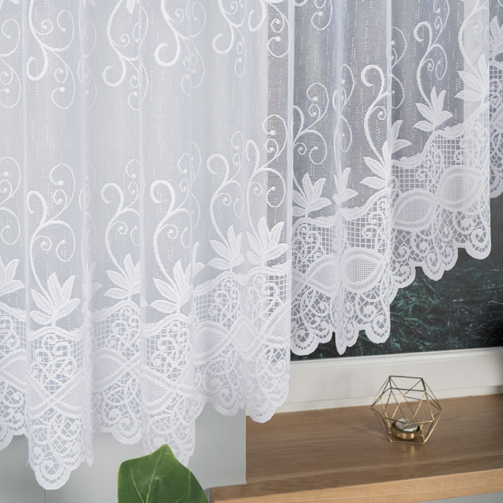 Firanka gotowa żakardowa z podcięciem JOWITA 500x150 cm biały