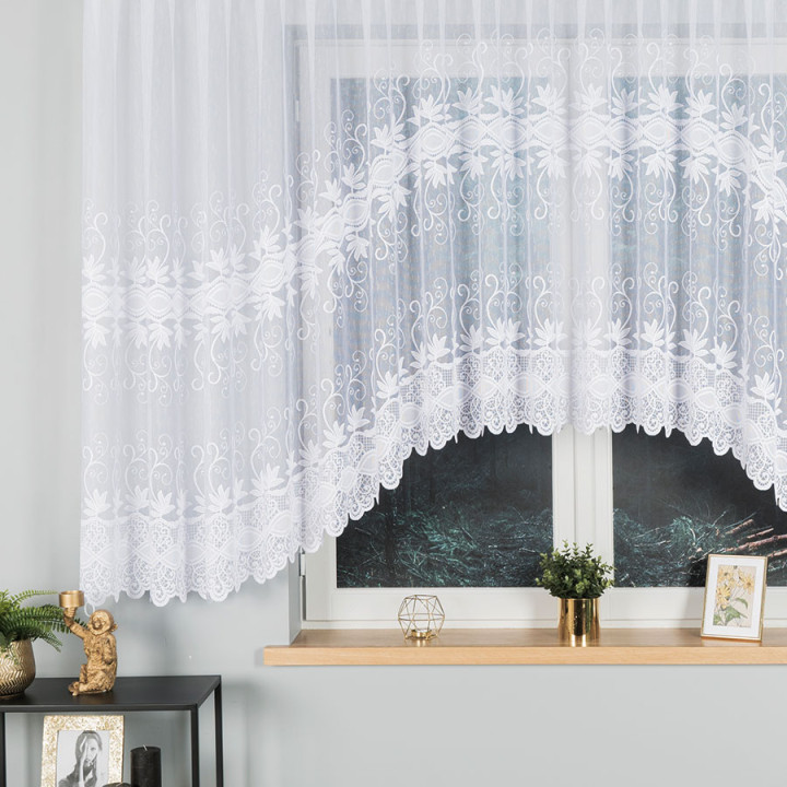 Firanka gotowa żakardowa z podcięciem JOWITA 500x150 cm biały