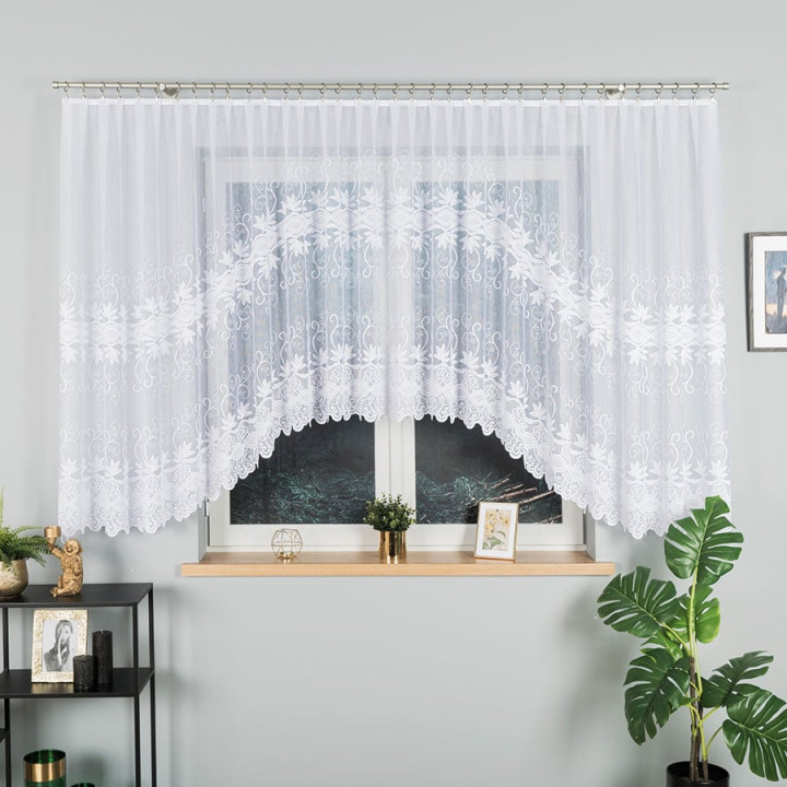 Firanka gotowa żakardowa z podcięciem JOWITA 500x150 cm biały