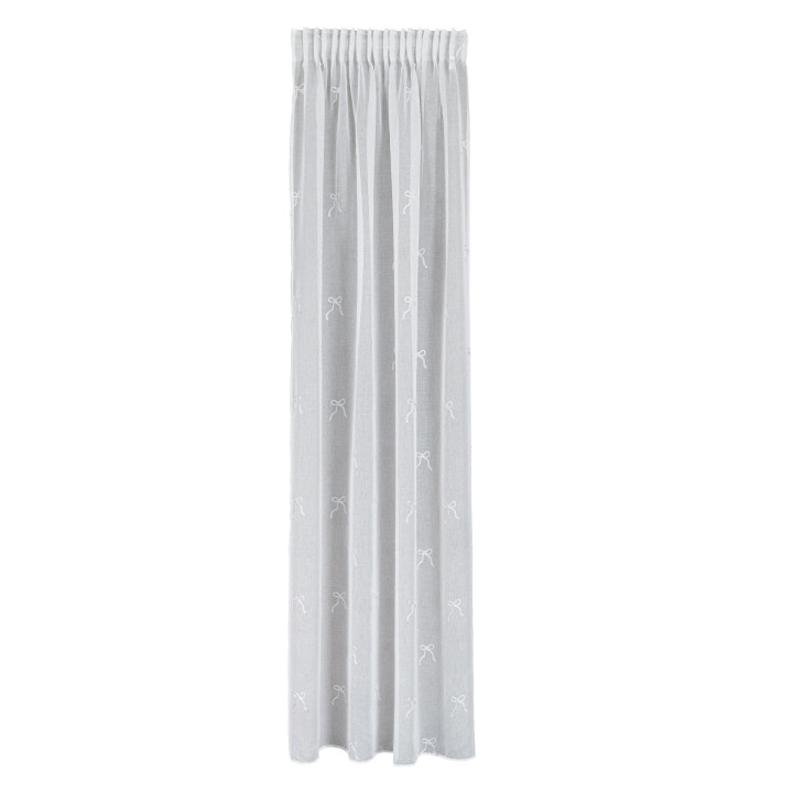 Firanka gotowa na taśmie z etaminy KOKARDKA 140x250 cm biały ze srebrnym