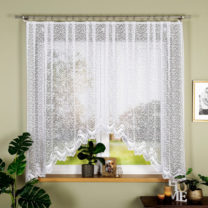 Firanka gotowa żakardowa z podcięciem BOGUMIŁA 400x160 cm biały