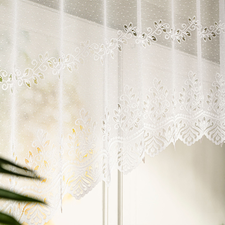 Firanka gotowa żakardowa z podcięciem JAGODA 250x100 cm biały