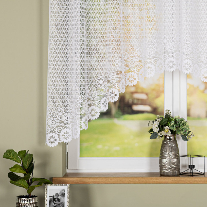 Firanka gotowa żakardowa z podcięciem FAUSTYNA 250x140 cm biały