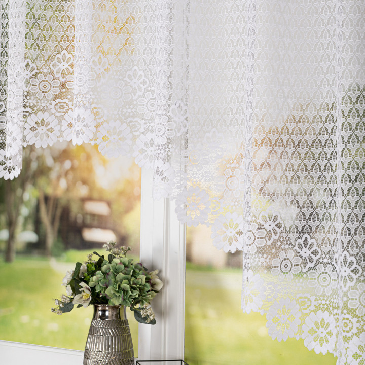 Firanka gotowa żakardowa z podcięciem FAUSTYNA 250x120 cm biały