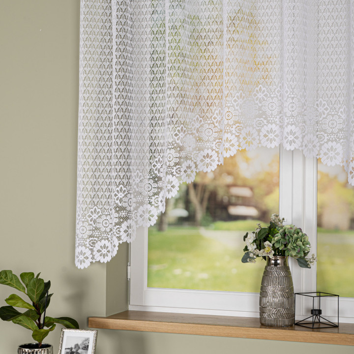 Firanka gotowa żakardowa z podcięciem FAUSTYNA 250x120 cm biały