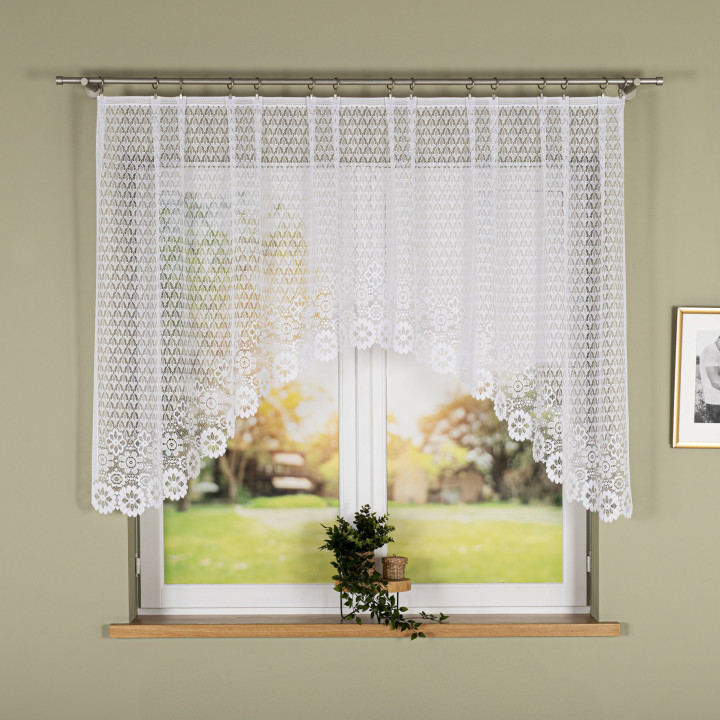 Firanka gotowa żakardowa z podcięciem FAUSTYNA 250x120 cm biały