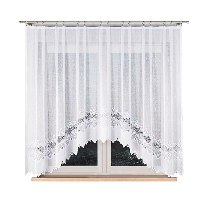 Firanka gotowa żakardowa z podcięciem MODESTA 300x160 cm biały