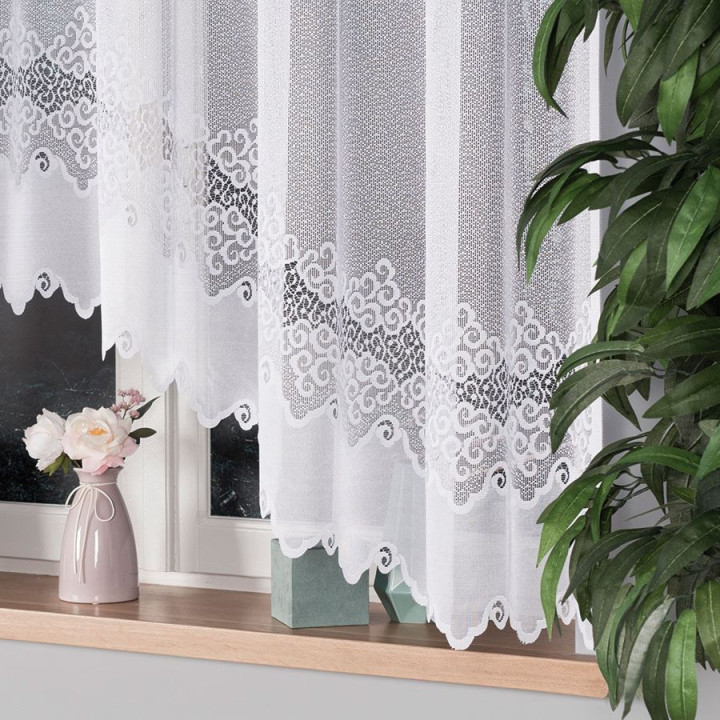 Firanka gotowa żakardowa z podcięciem MODESTA 300x160 cm biały