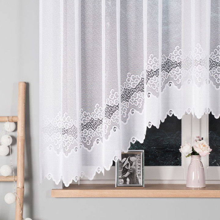 Firanka gotowa żakardowa z podcięciem MODESTA 300x160 cm biały