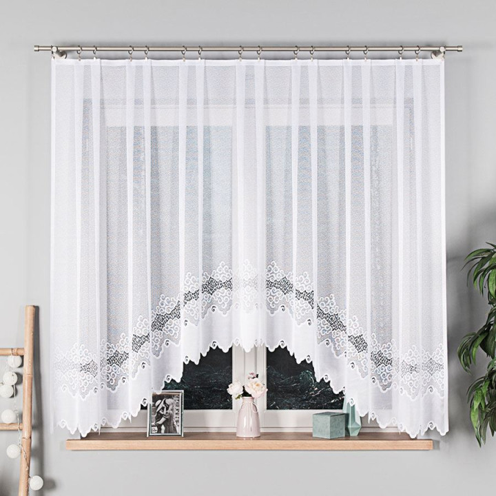 Firanka gotowa żakardowa z podcięciem MODESTA 300x160 cm biały