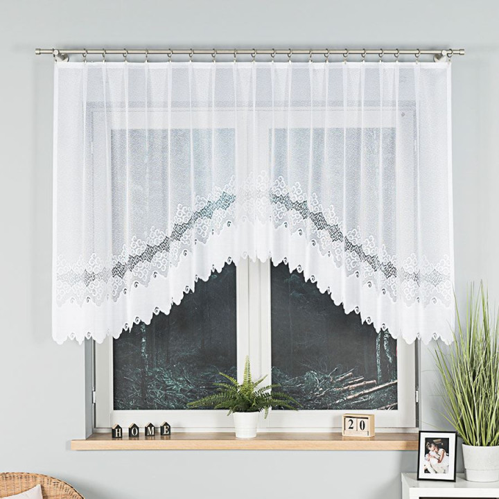 Firanka gotowa żakardowa z podcięciem MODESTA 250x120 cm biały