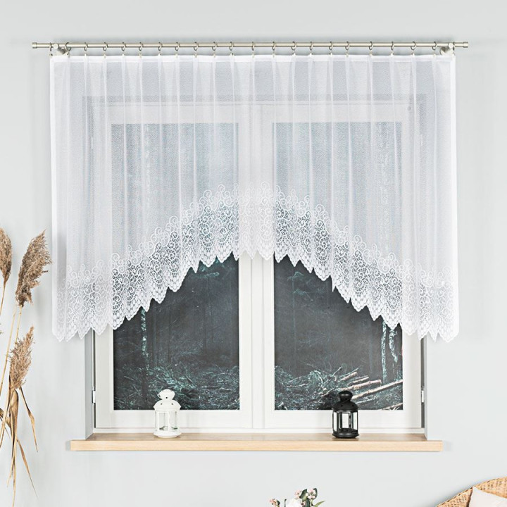 Firanka gotowa żakardowa z podcięciem VIOLETTA 250x120 cm biały
