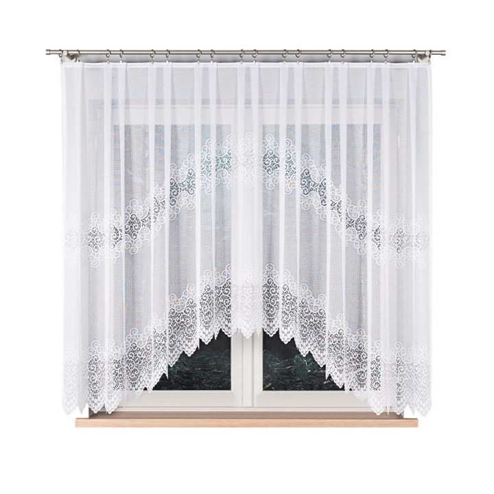 Firanka gotowa żakardowa z podcięciem VIOLETTA 300x160 cm biały