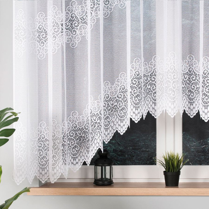 Firanka gotowa żakardowa z podcięciem VIOLETTA 300x160 cm biały