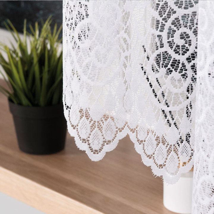 Firanka gotowa żakardowa z podcięciem VIOLETTA 300x160 cm biały