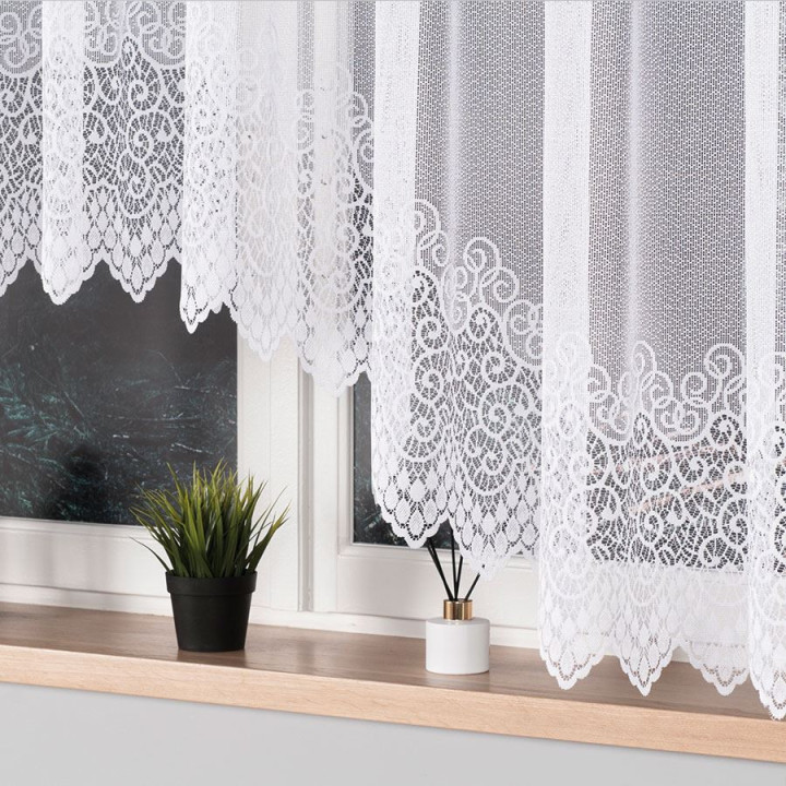 Firanka gotowa żakardowa z podcięciem VIOLETTA 300x160 cm biały