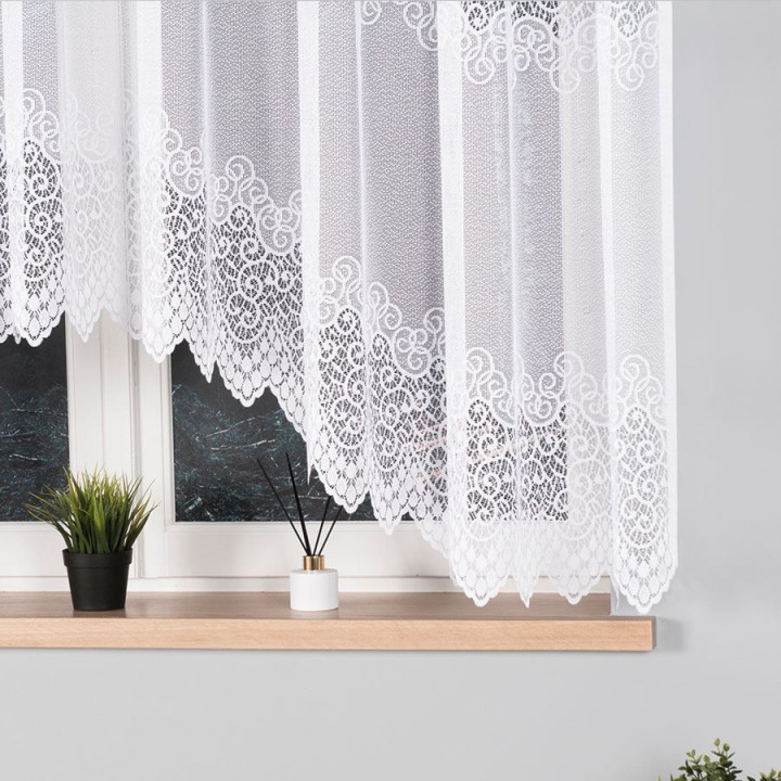 Firanka gotowa żakardowa z podcięciem VIOLETTA 300x160 cm biały
