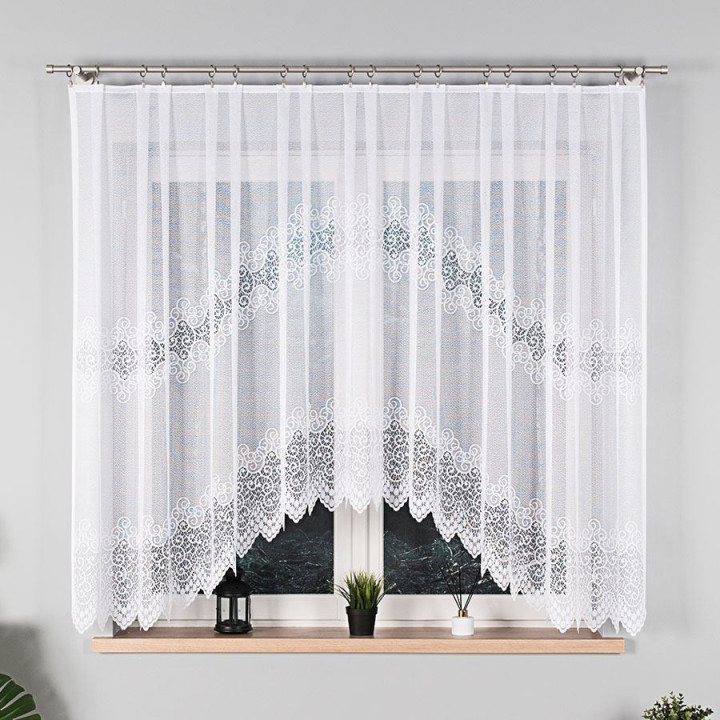 Firanka gotowa żakardowa z podcięciem VIOLETTA 300x160 cm biały
