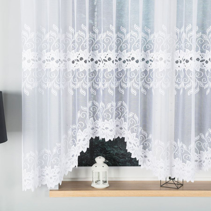 Firanka gotowa żakardowa z podcięciem BASTIA 400x160 cm biały