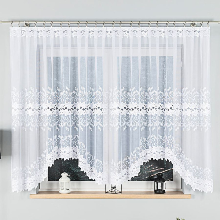 Firanka gotowa żakardowa z podcięciem BASTIA 400x160 cm biały