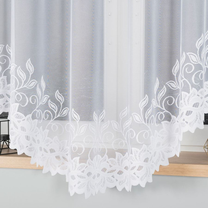 Firanka gotowa żakardowa z podcięciem BASTIA 300x180 cm biały