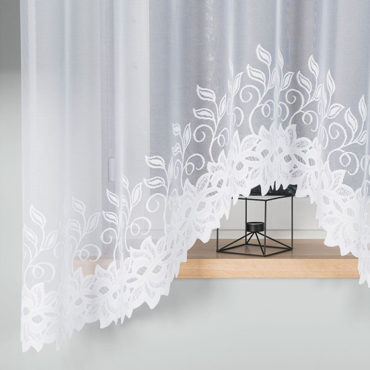 Firanka gotowa żakardowa z podcięciem BASTIA 300x180 cm biały