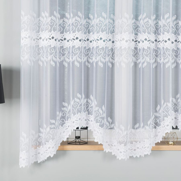 Firanka gotowa żakardowa z podcięciem BASTIA 300x180 cm biały