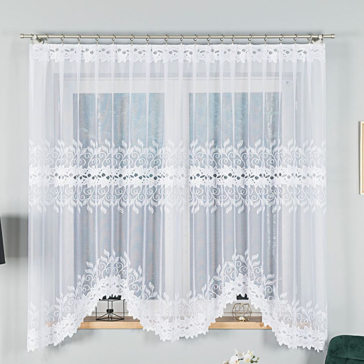 Firanka gotowa żakardowa z podcięciem BASTIA 300x180 cm biały
