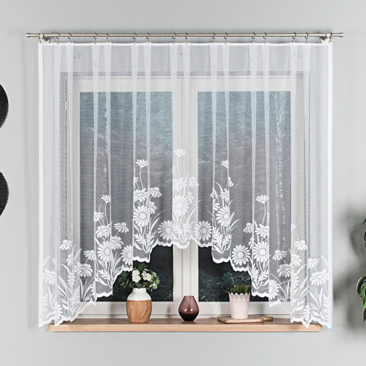 Firanka gotowa żakardowa z podcięciem ARALIA 300x160 cm biały