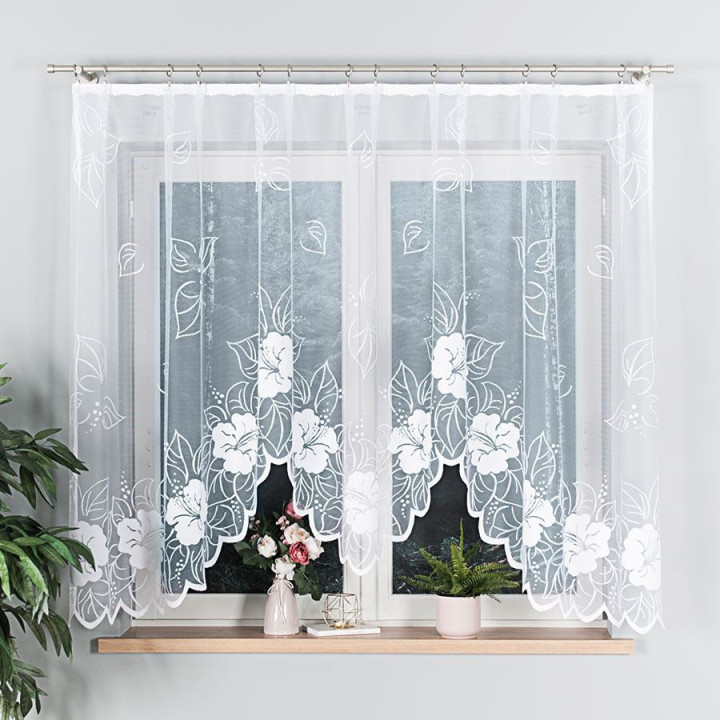 Firanka gotowa żakardowa z podcięciem GRACJANA 300x160 cm biały
