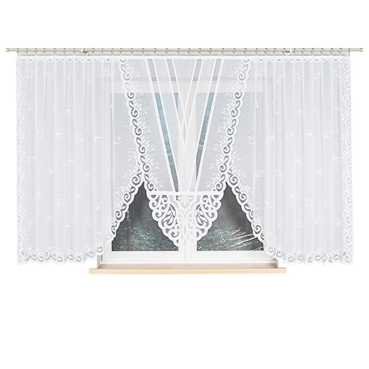 Firanka gotowa żakardowa z podcięciem ROZALIA 450x160 cm biały