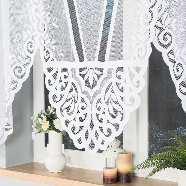 Firanka gotowa żakardowa z podcięciem ROZALIA 450x160 cm biały