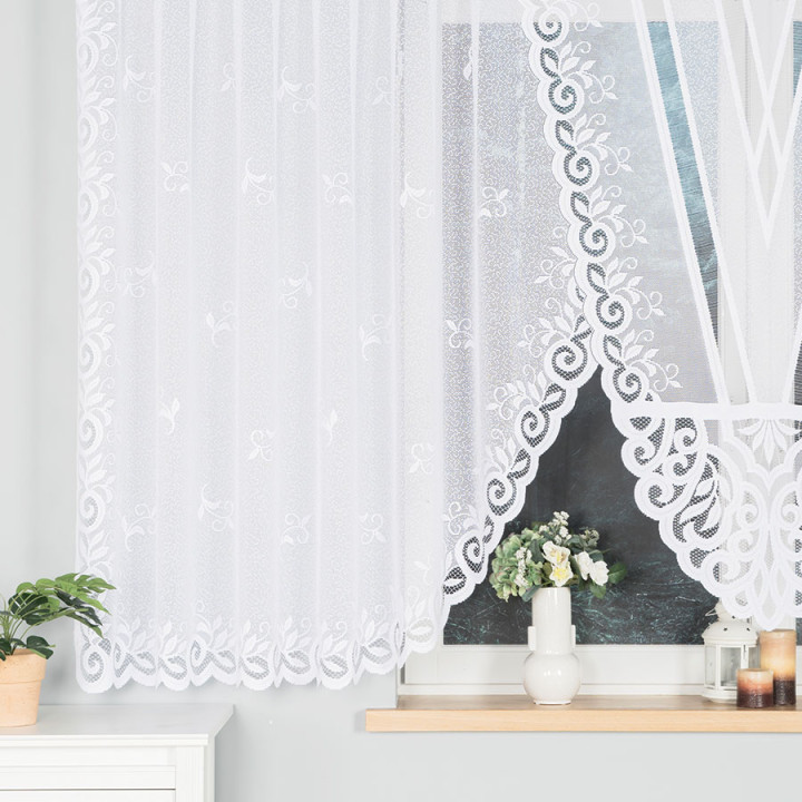 Firanka gotowa żakardowa z podcięciem ROZALIA 450x160 cm biały
