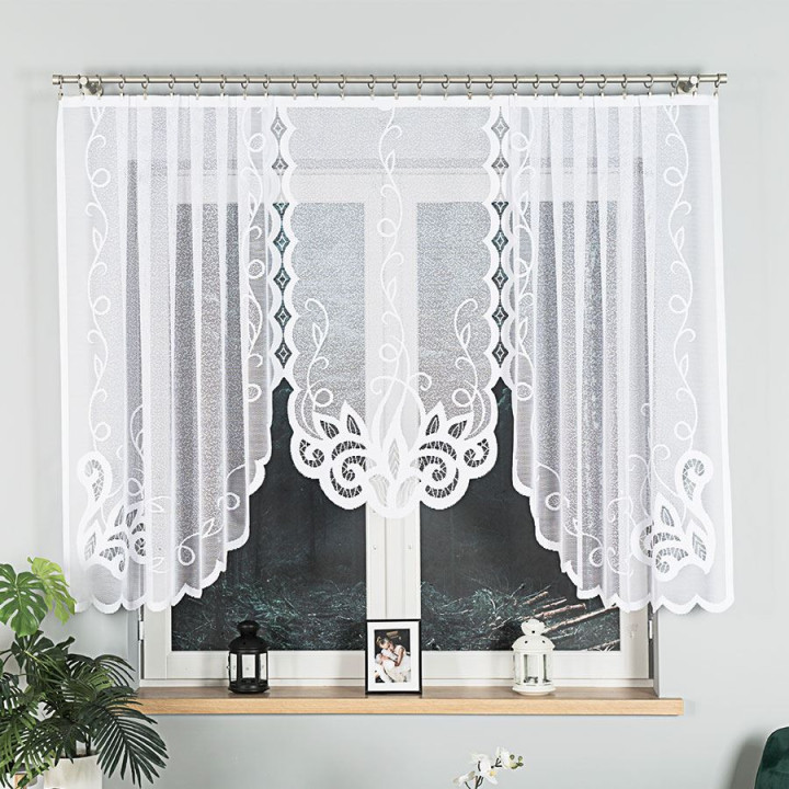 Firanka gotowa żakardowa z podcięciem EWELINA 300x140 cm biały