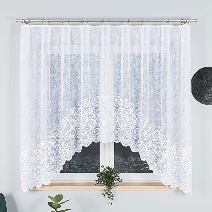 Firanka gotowa żakardowa z podcięciem KINGA 330x160 cm biały