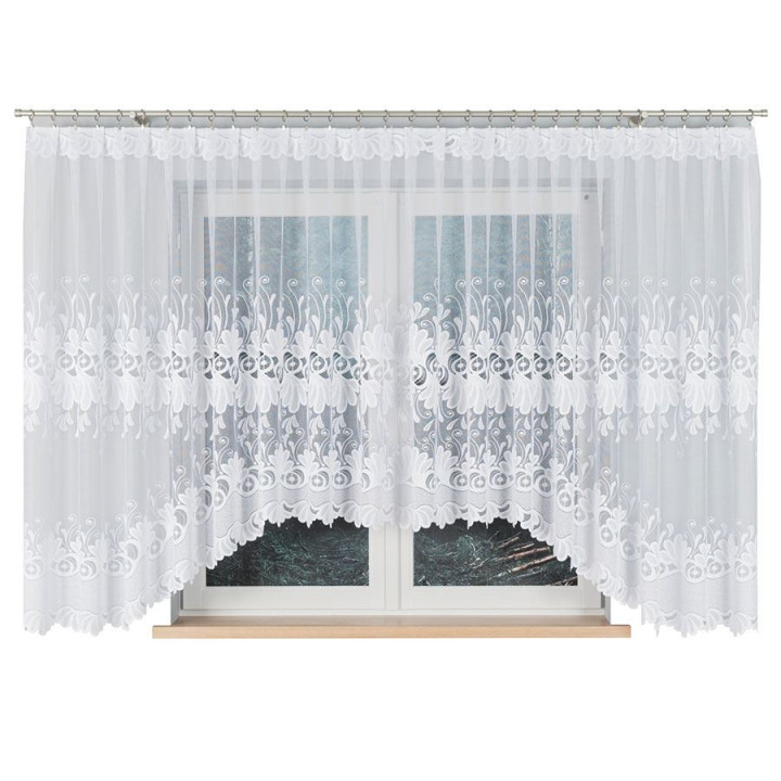 Firanka gotowa żakardowa z podcięciem KASJANA 500x160 cm biały