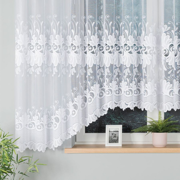 Firanka gotowa żakardowa z podcięciem KASJANA 500x160 cm biały