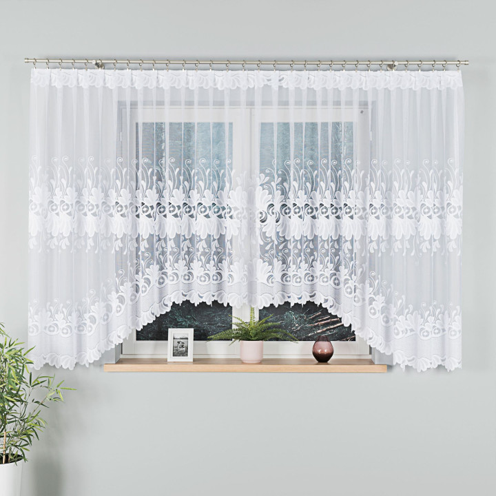 Firanka gotowa żakardowa z podcięciem KASJANA 500x160 cm biały