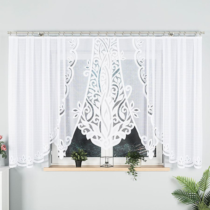 Firanka gotowa żakardowa z podcięciem POLA 400x160 cm biały
