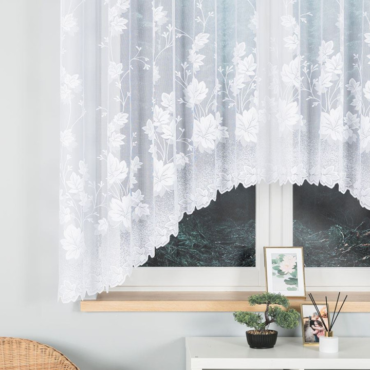 Firanka gotowa żakardowa z podcięciem BOŻENA 300x160 cm biały