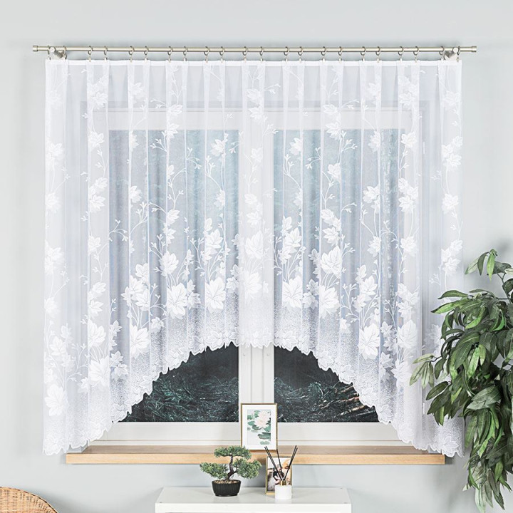 Firanka gotowa żakardowa z podcięciem BOŻENA 300x160 cm biały