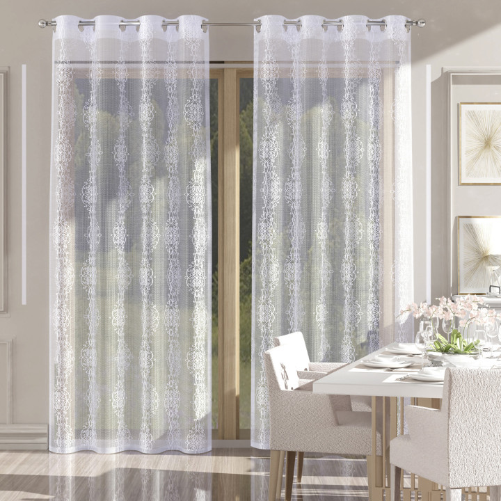 Firanka gotowa na przelotkach z żakardu EMBER 140x250 cm biały