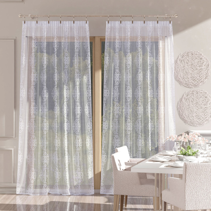 Firanka gotowa na taśmie z żakardu EMBER 140x250 cm biały