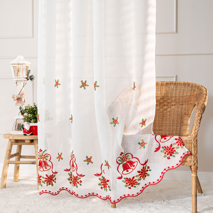 Firanka gotowa na przelotkach z batystu HOLLY 140x250 cm biały