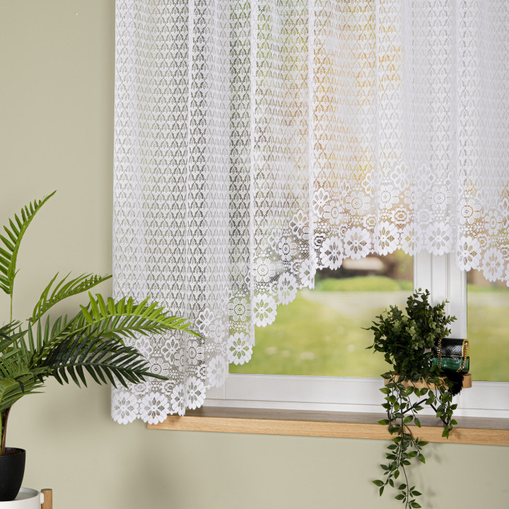 Firanka gotowa żakardowa z podcięciem FAUSTYNA 300x160 cm biały